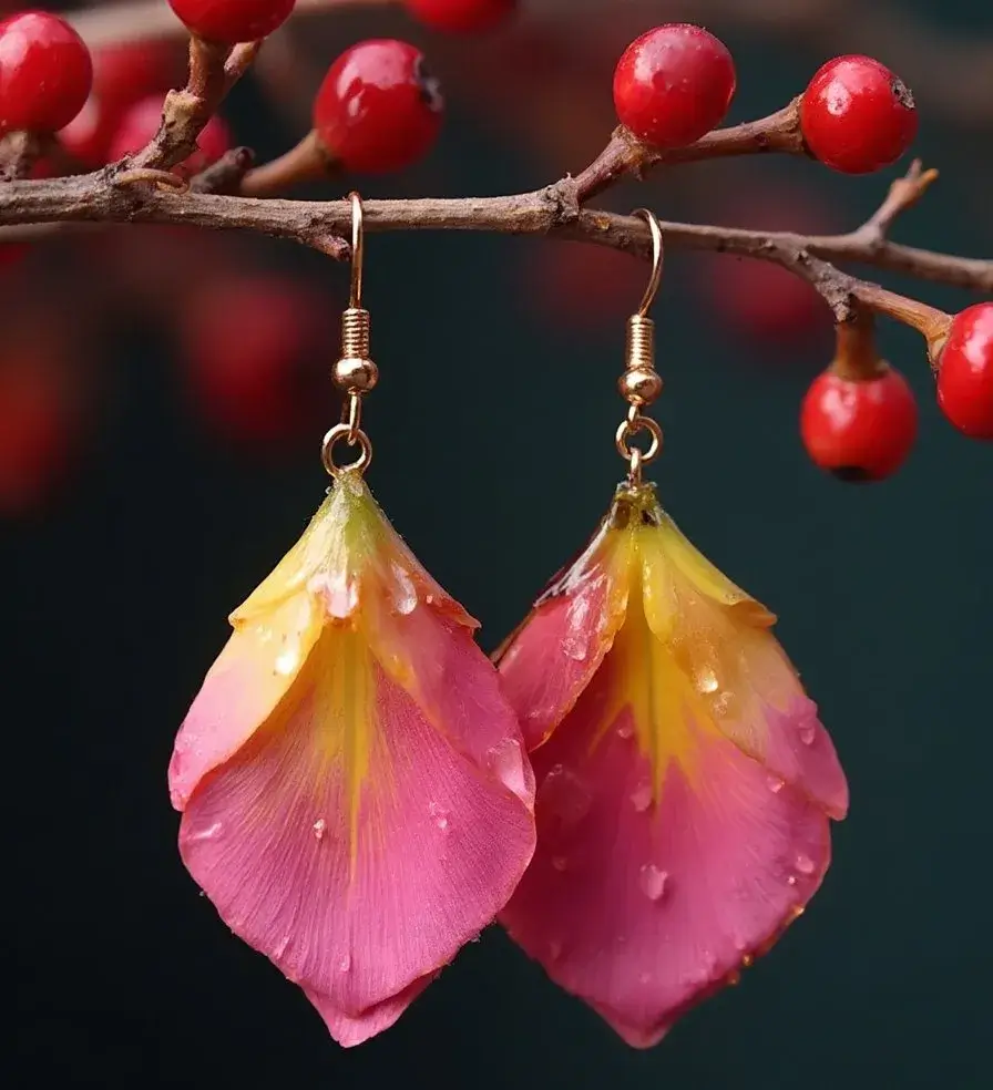 pair of pink earrings